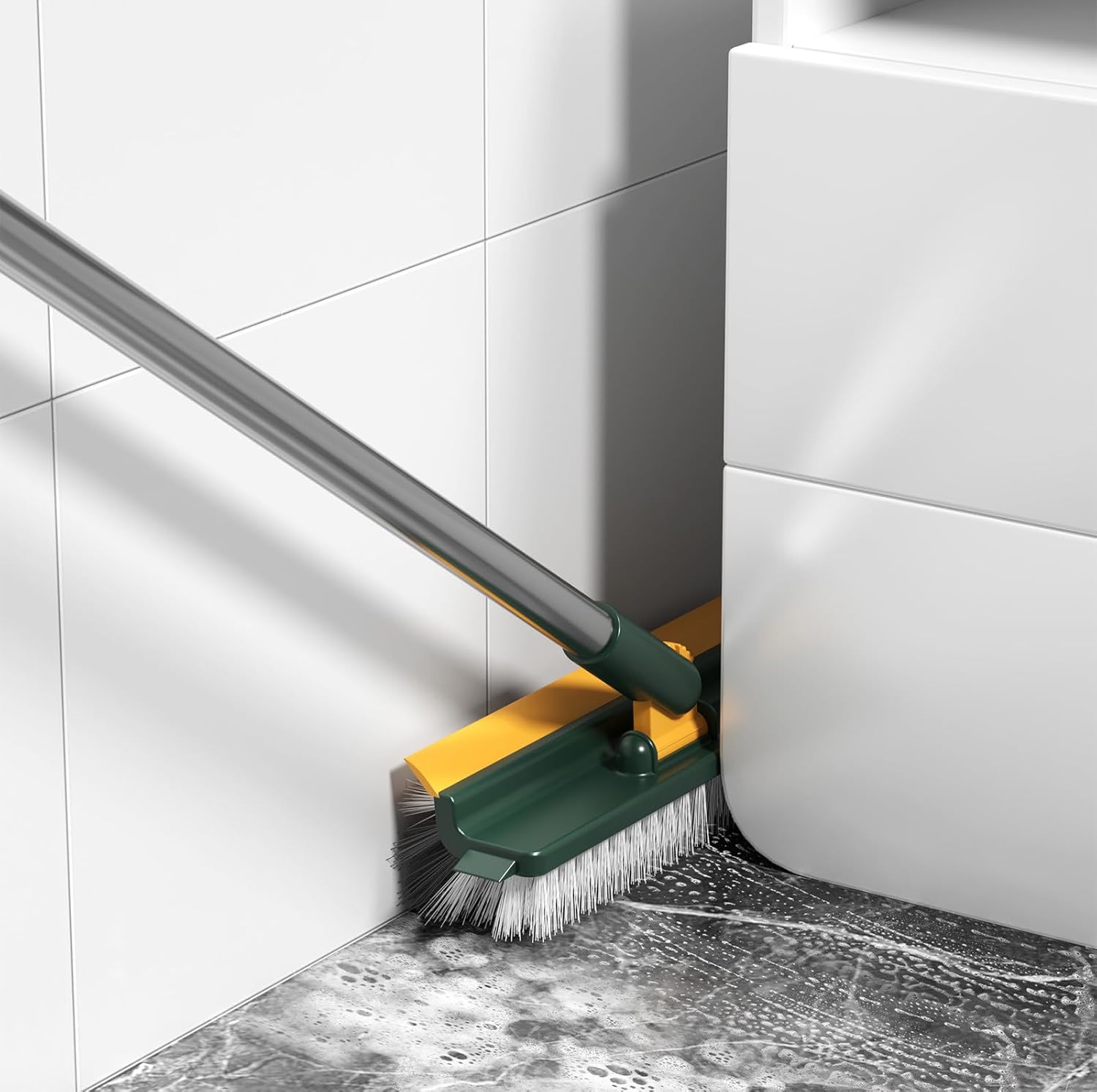 Floor Scrub Brush with 3 in 1 Function and 180 Degree Rotation