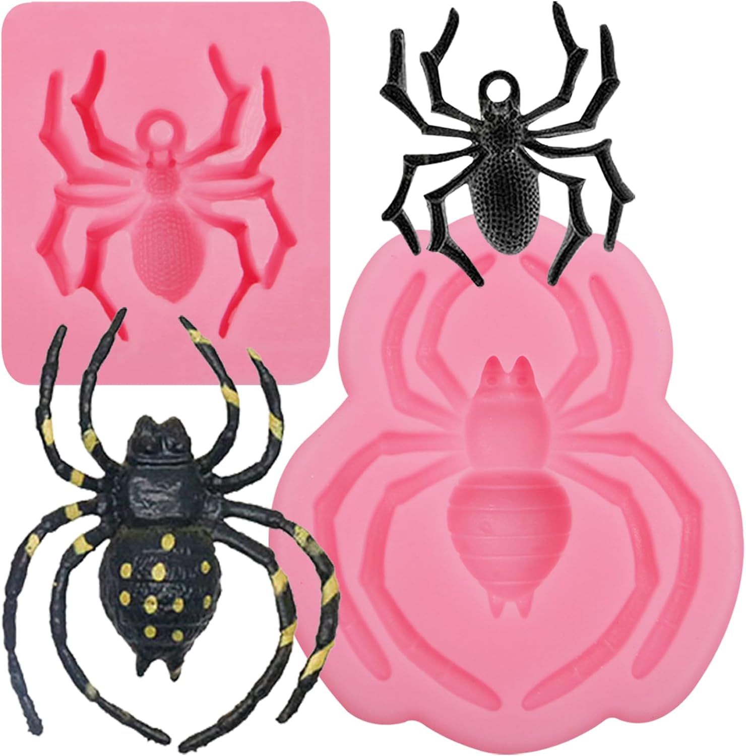 Spider Fondant Molds 2 Pcs Halloween Cake Decor Silicone