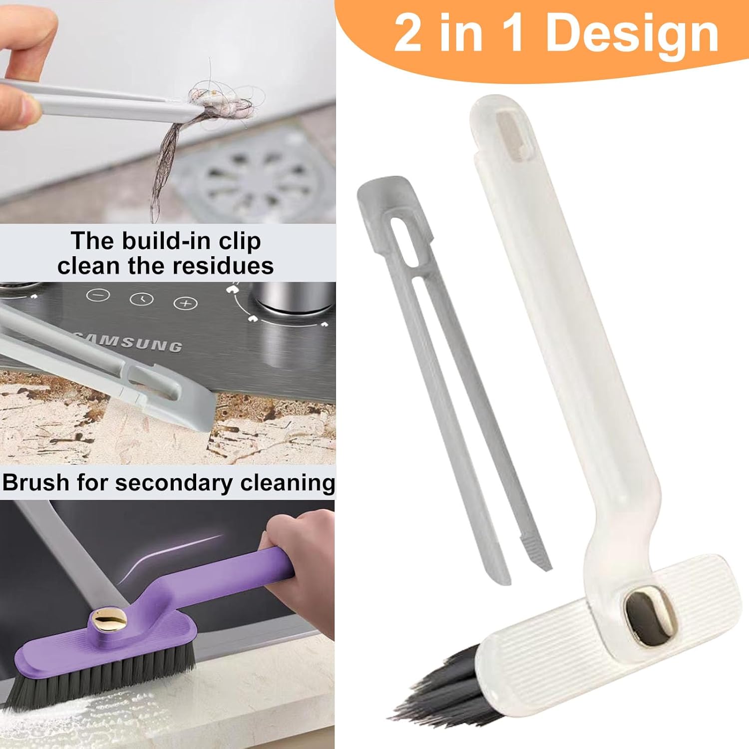 4 PCS Multi-Function Crevice Brush Kit for Kitchen and Bathroom Cleaning