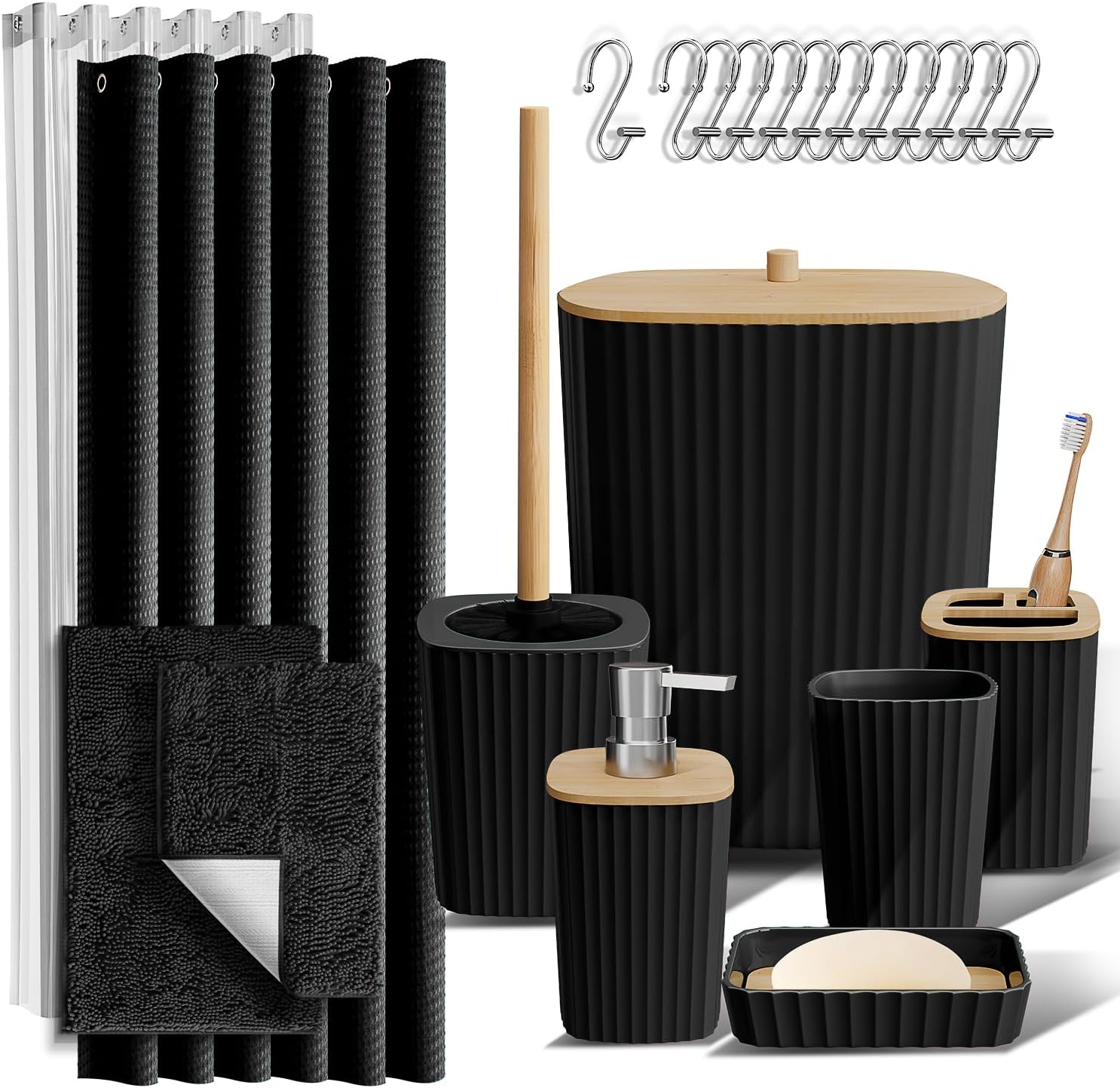 Clara Clark 22PC Black Bathroom Accessory Set