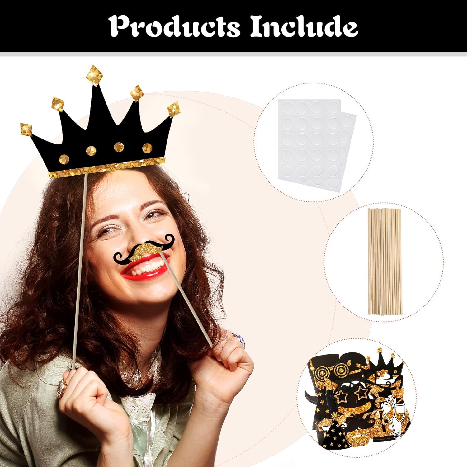 Zonon 24 Piece Funny Photo Booth Props Set