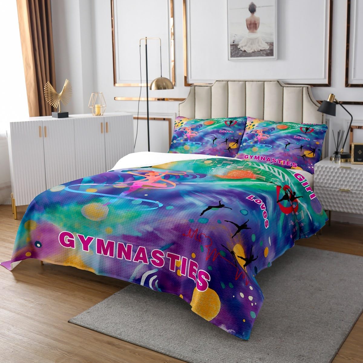 Feelyou Love Gymnastics Coverlet Set for Kids