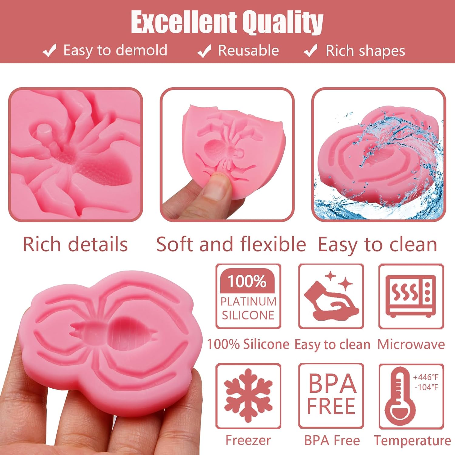 Spider Fondant Molds 2 Pcs Halloween Cake Decor Silicone