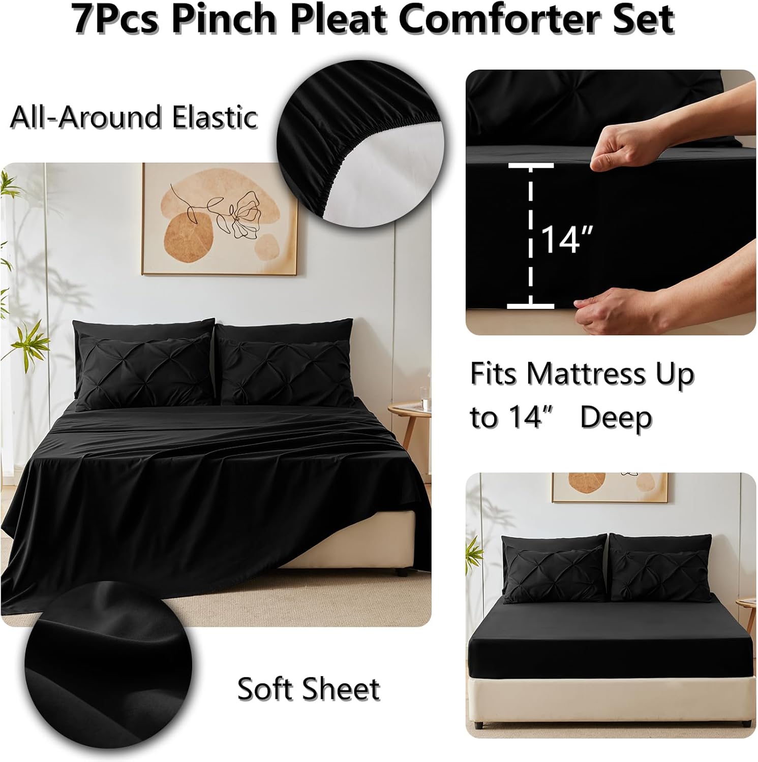 CozyLux Queen Comforter Set 7 Piece Bed in a Bag