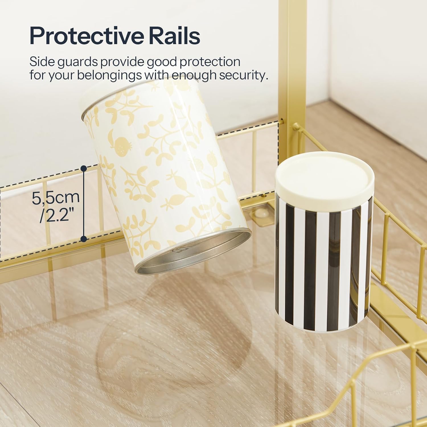HOOBRO 4 Tier Gold Glass Shelf Stand for Bathroom