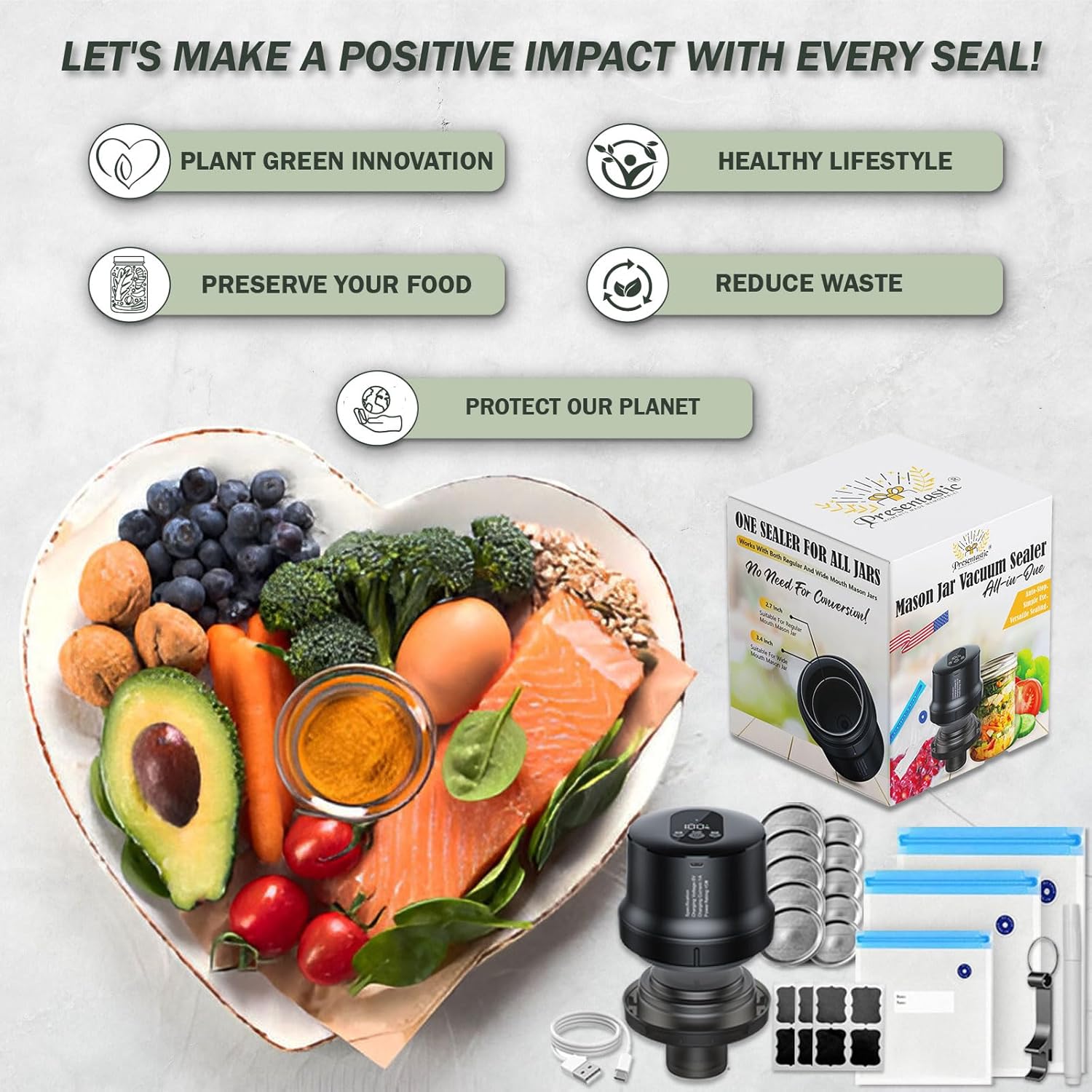 Presentastic 2025 Fully Automatic Mason Jar Vacuum Sealer