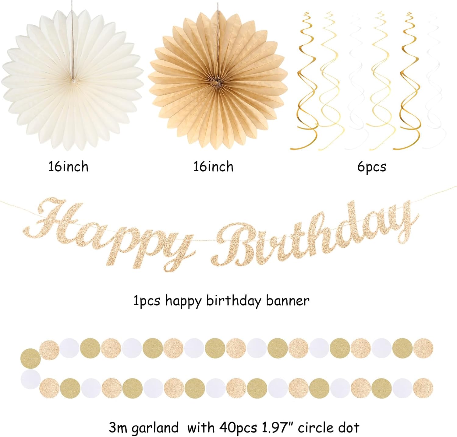 Champagne Gold Beige Fall Boho Birthday Decor Kit 21pcs
