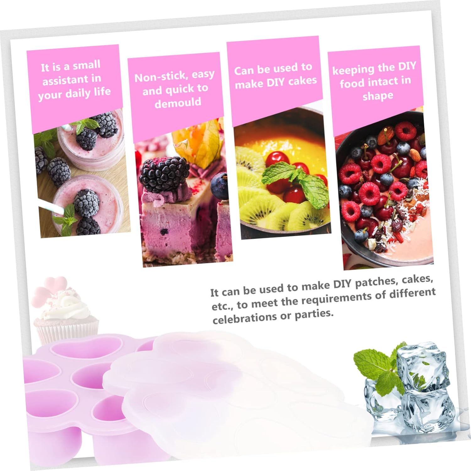 DOITOOL Purple Silicone Ice Cube Maker Set
