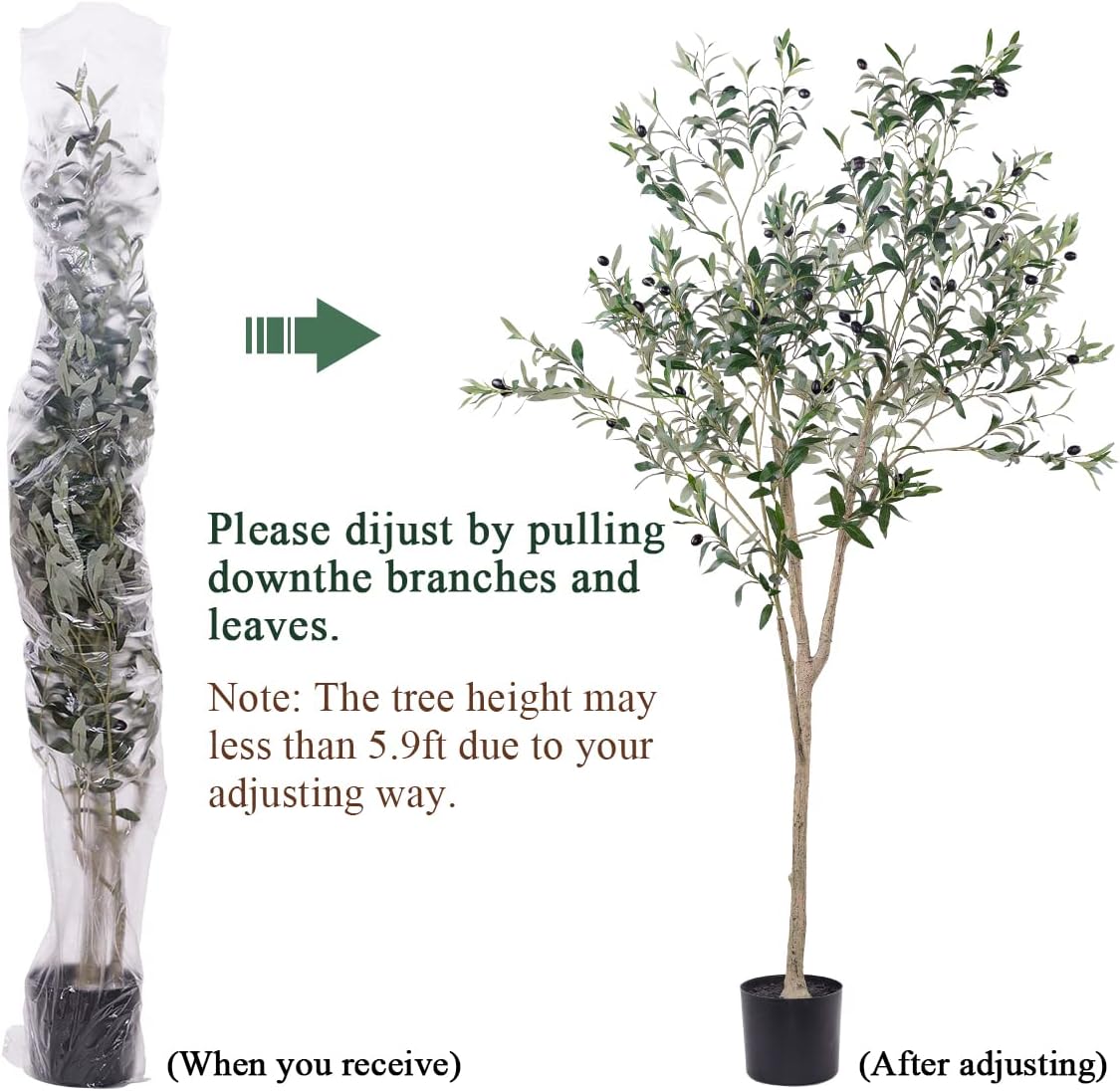 6FT Artificial Olive Tree for Living Room Decor