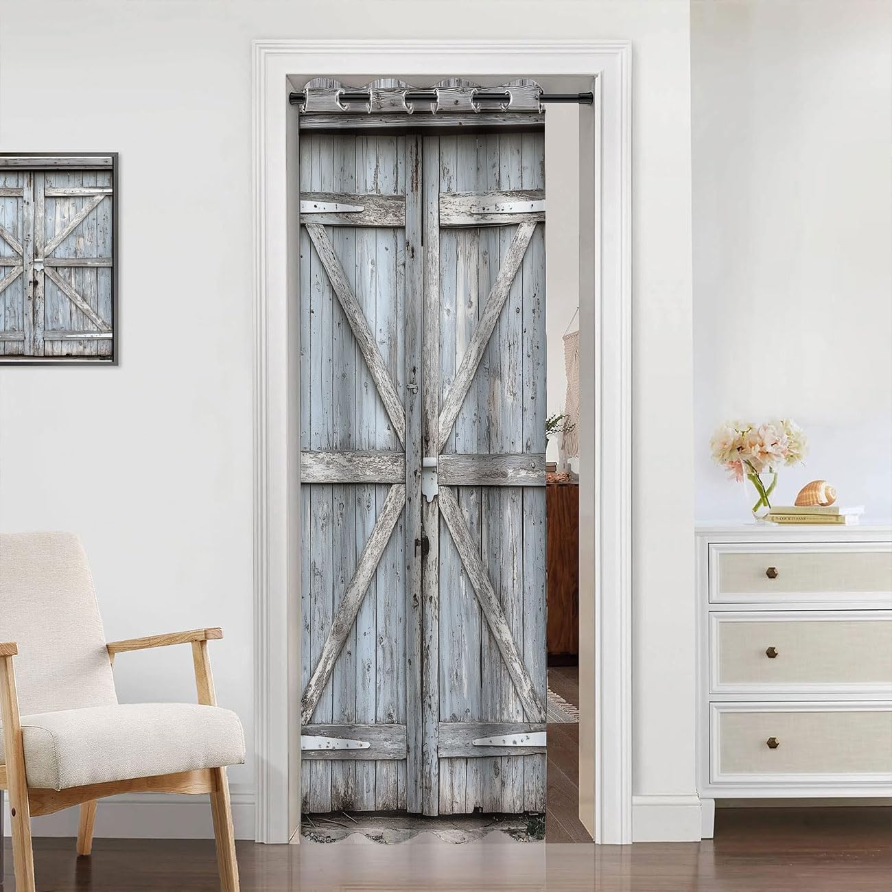Shixiaoyan Rustic Barn Door Curtain 42W x 80L Panel