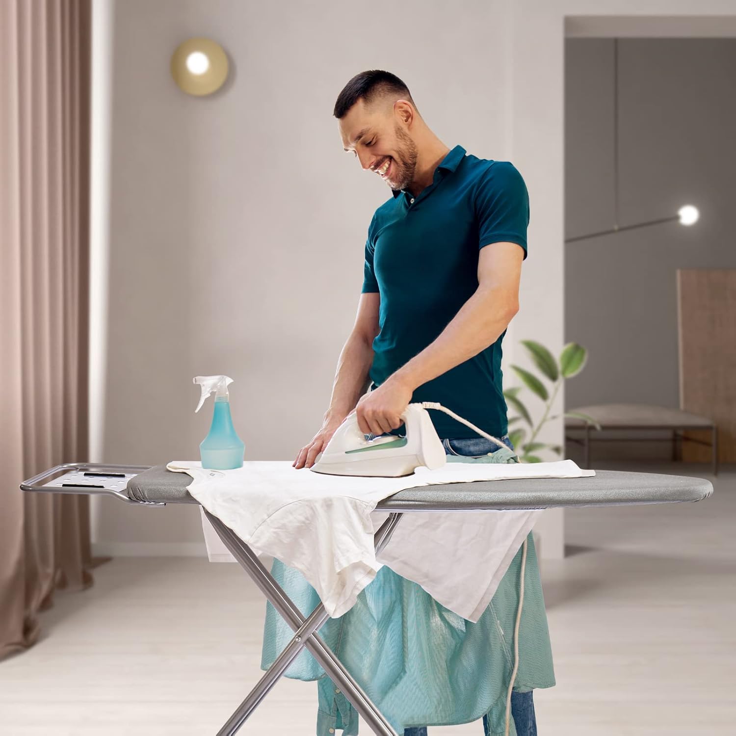 BKTD Ironing Board with Steam Rest and Non-Slip Foldable Stand