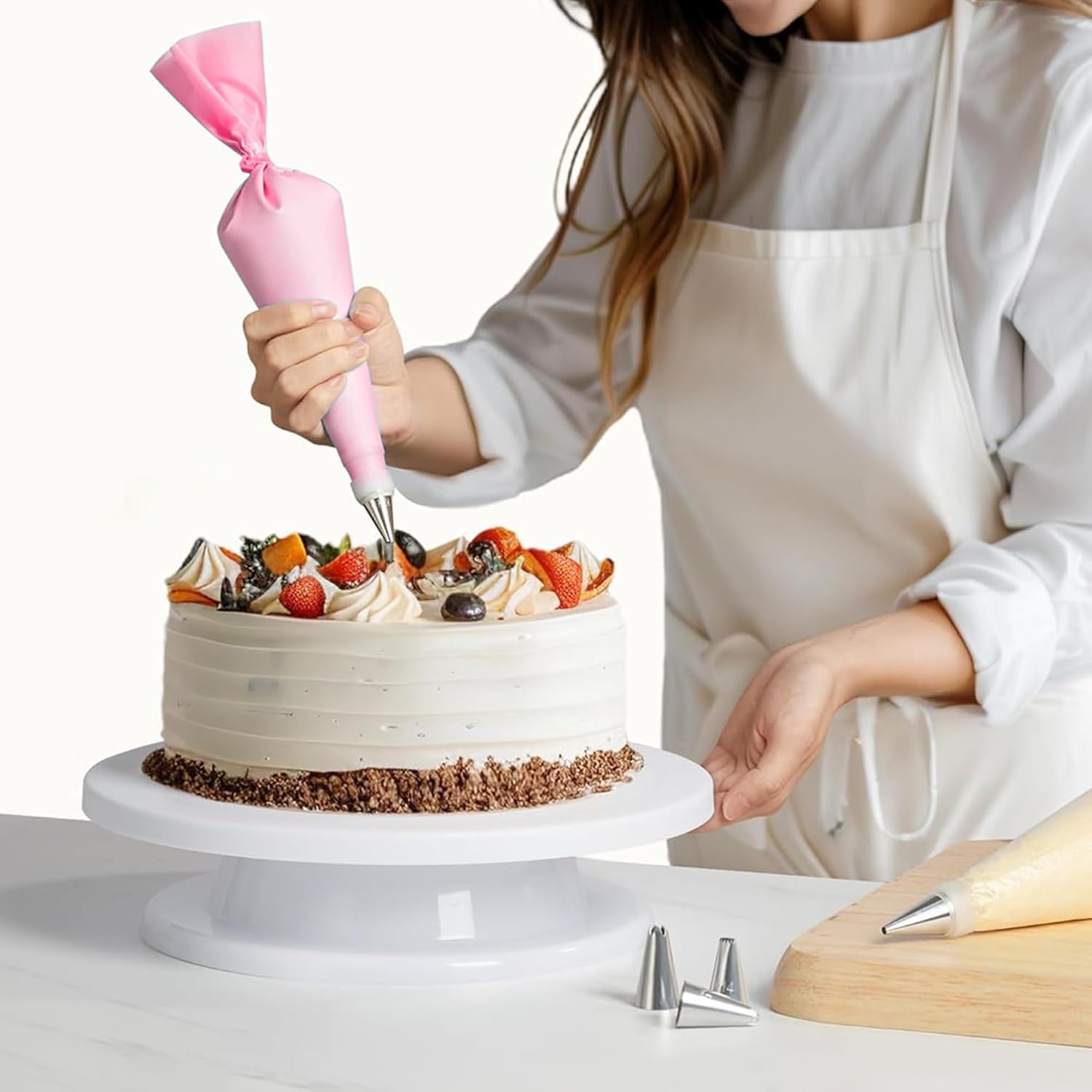 Adocfan Cake Decorating Kit 255pcs with Turntable and Tips