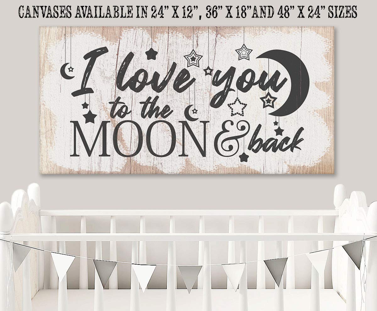 I Love You To The Moon And Back Stretched Canvas Wall Art
