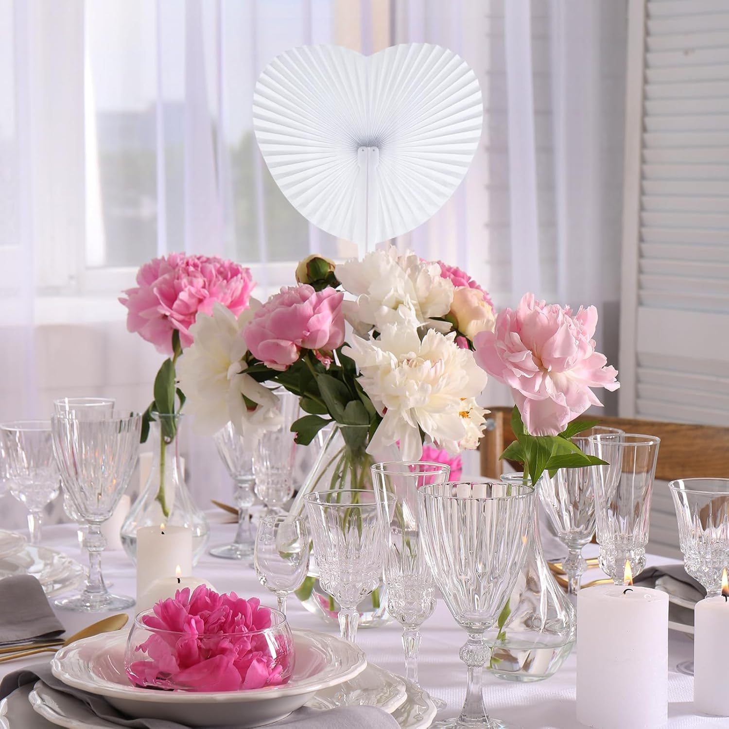 Blulu 60 Pack Decorative Folding Fans White