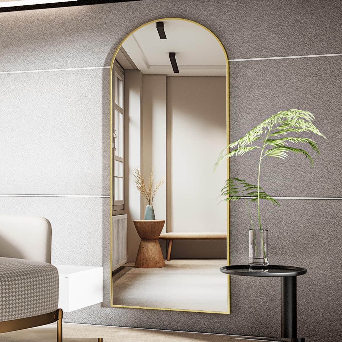 Koonmi 65x24 Arched Gold Full-Length Mirror