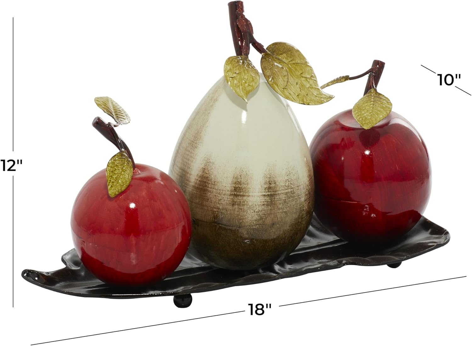 Deco 79 Red Metal Fruit Sculpture Decorative Platter