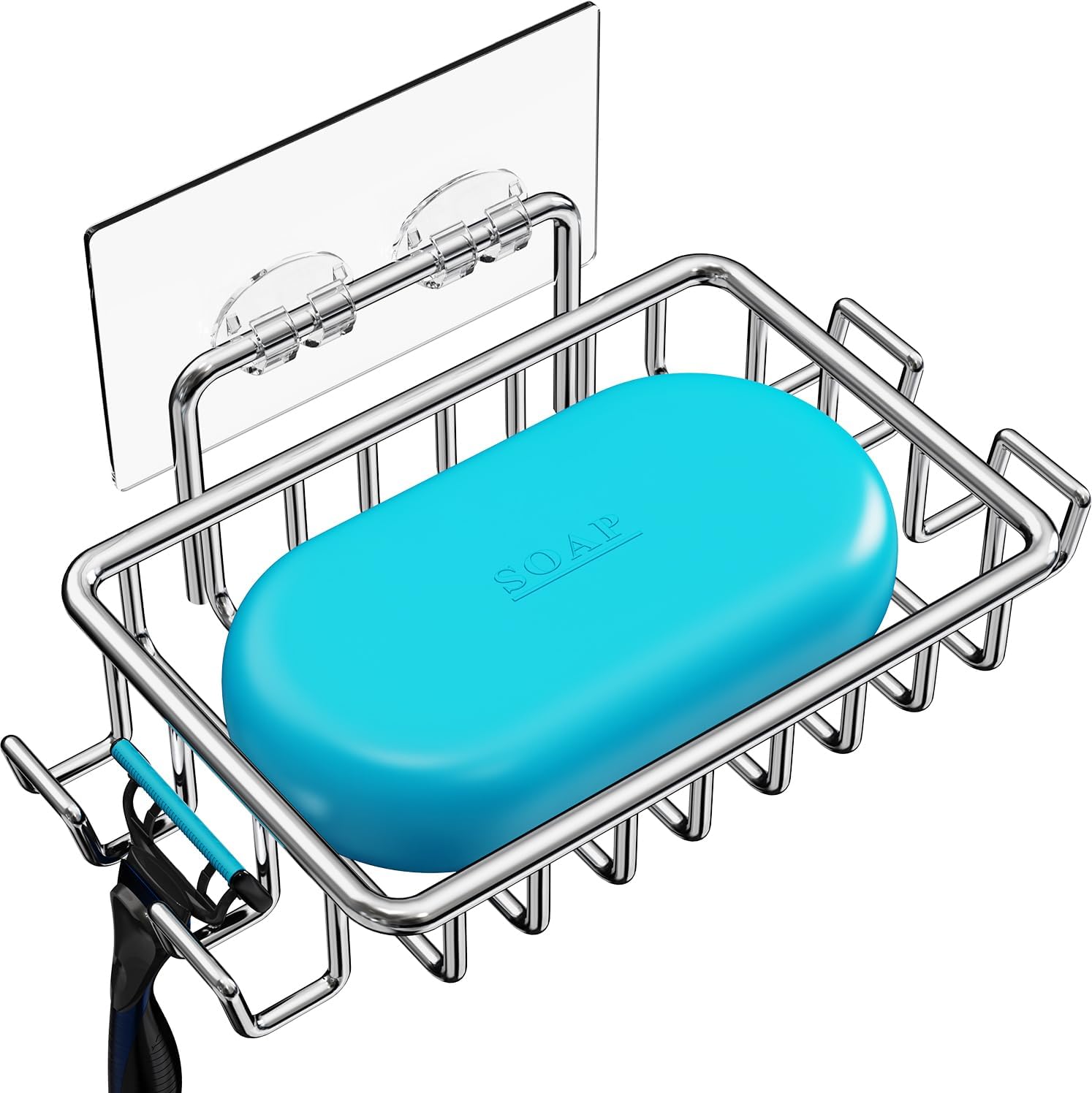 Nieifi Bar Soap Holder with 4 Hooks Stainless Steel