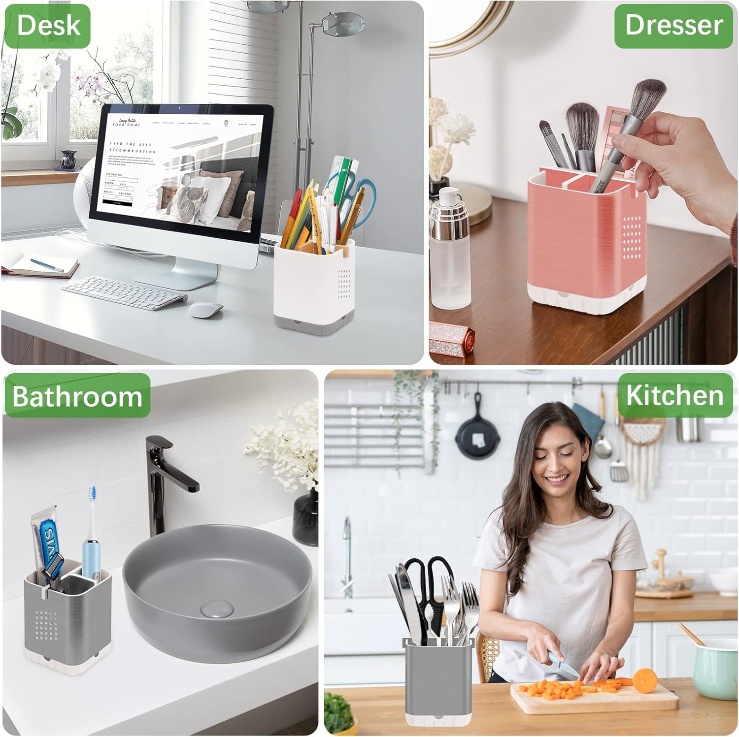 Boperzi Bamboo Toothbrush and Toothpaste Holder with Drainage