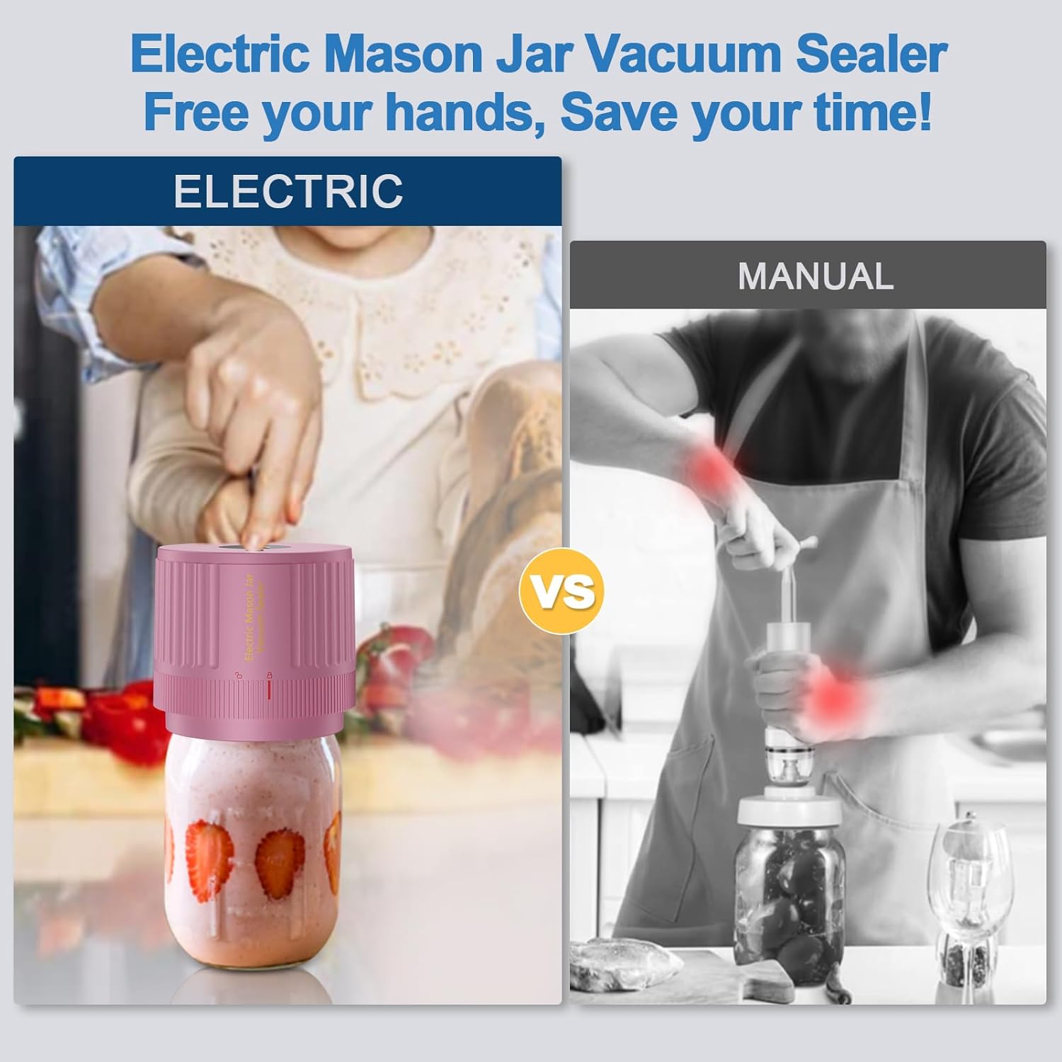 Electric Mason Jar Vacuum Sealer Kit - Pink