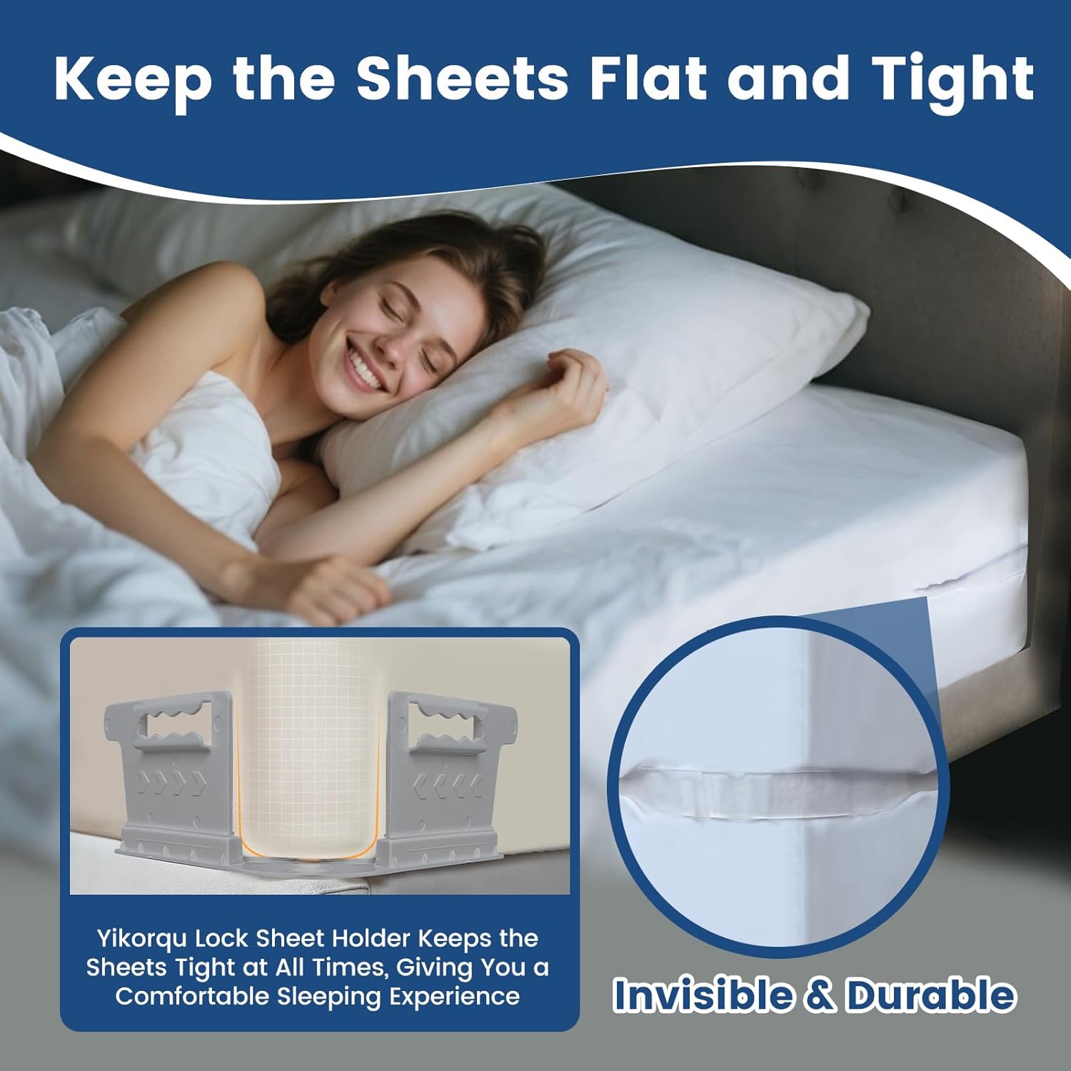 Yikorqu Bed Sheet Holders 4PCS Gray Corner Fixer