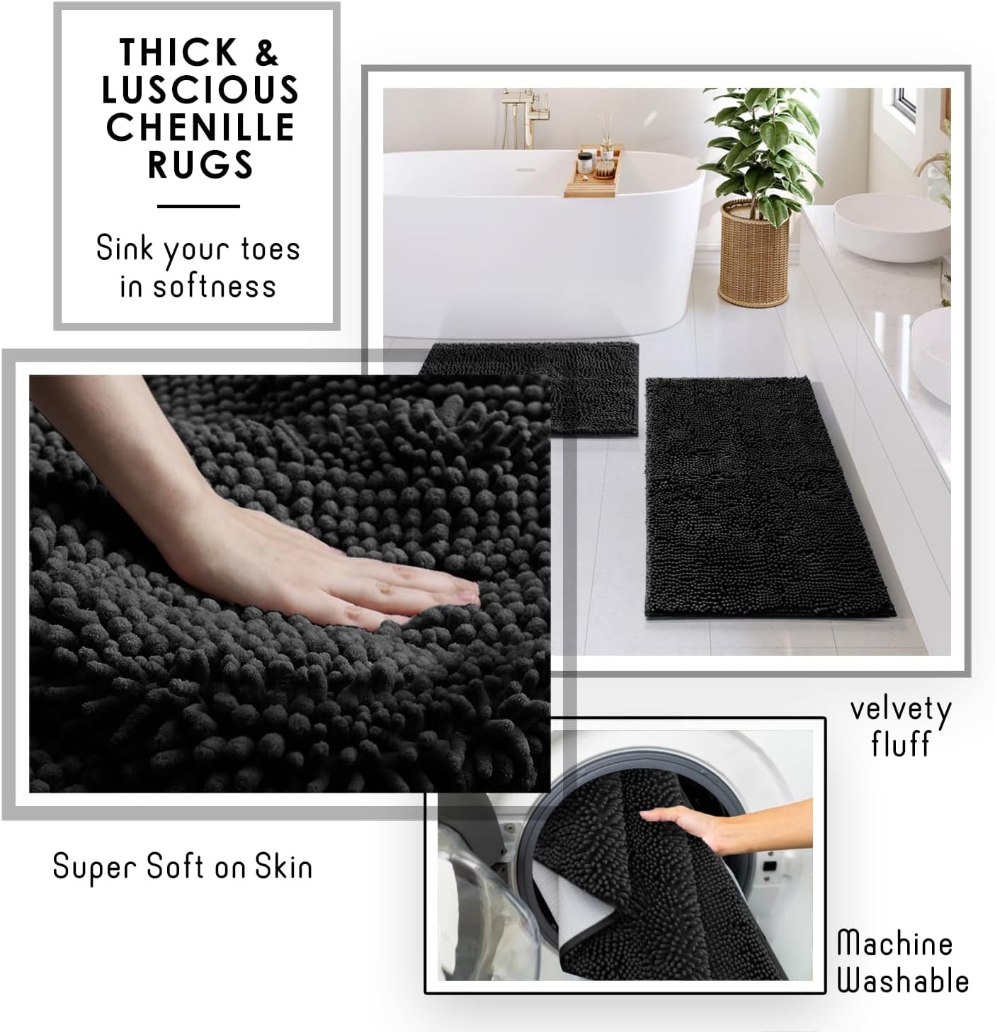 Clara Clark 22PC Black Bathroom Accessory Set