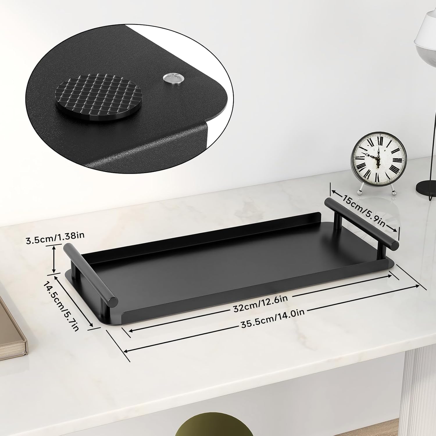 Stainless Steel Toilet Paper Basket with Handle - Modern Black Bathroom Organizer