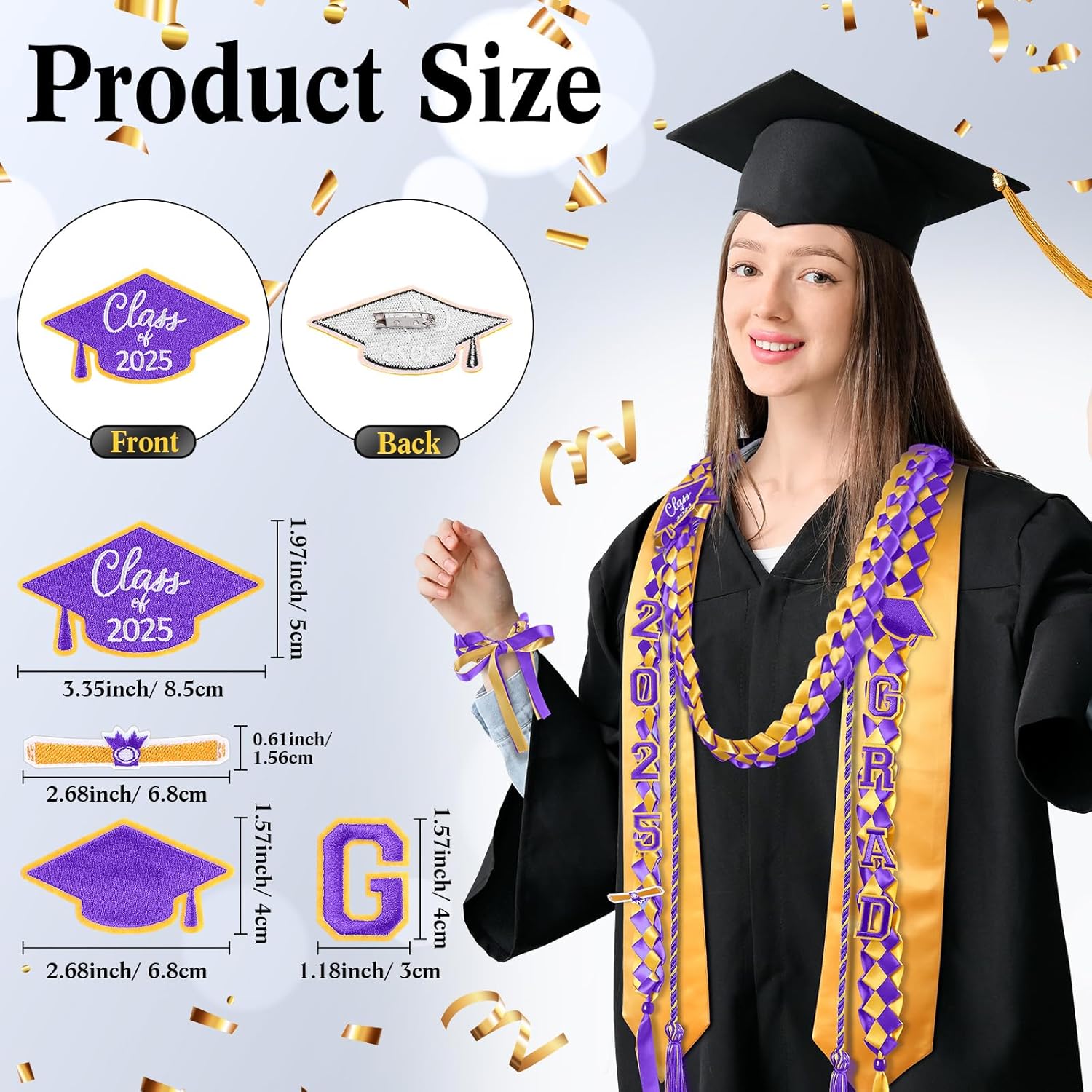 18 Pcs Graduation Leis Stole Honor Cords Purple Gold
