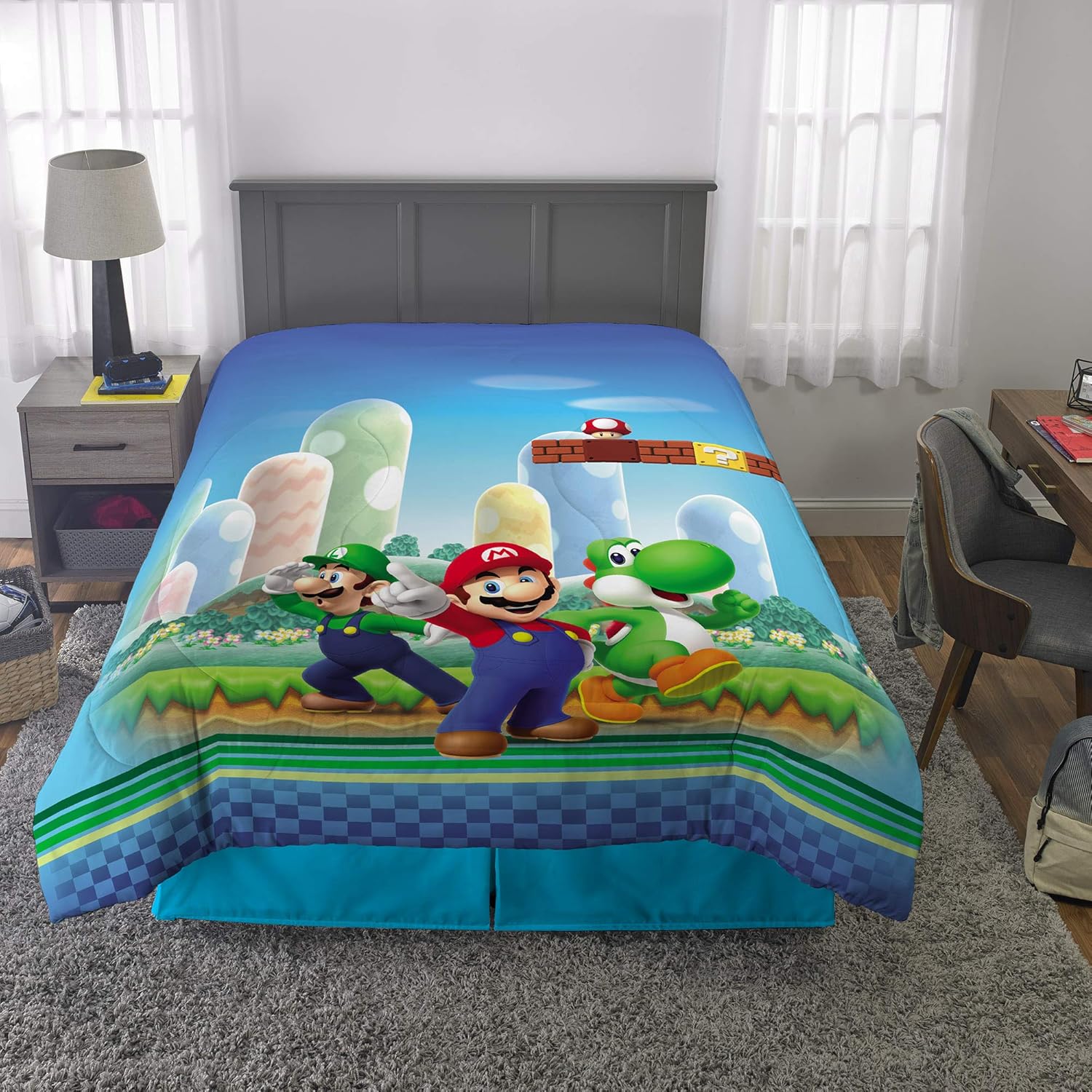 Franco Kids Bedding Super Soft Microfiber Reversible Comforter Twin Full Mario