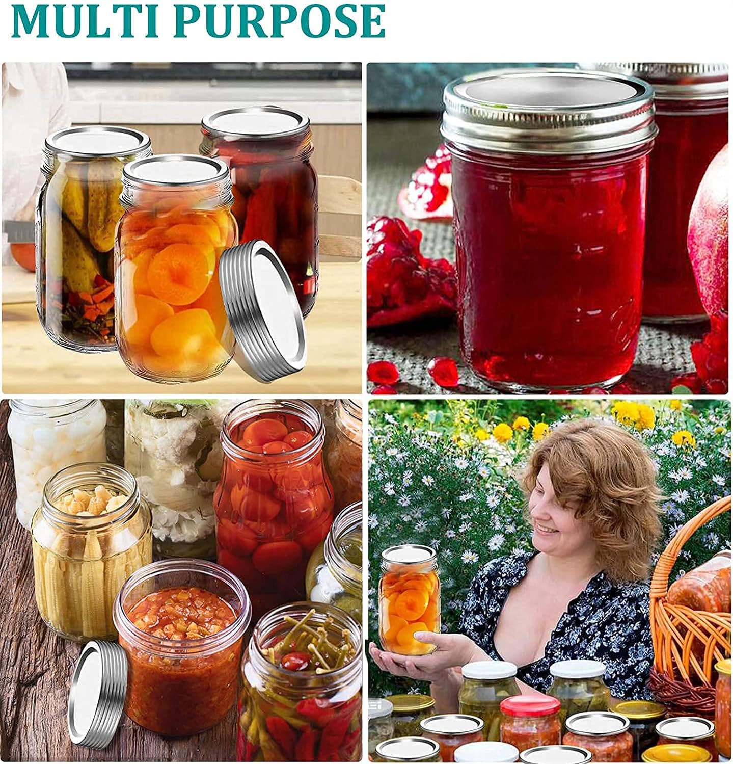 48Pcs Canning Lids and Bands for Regular Mouth Jars