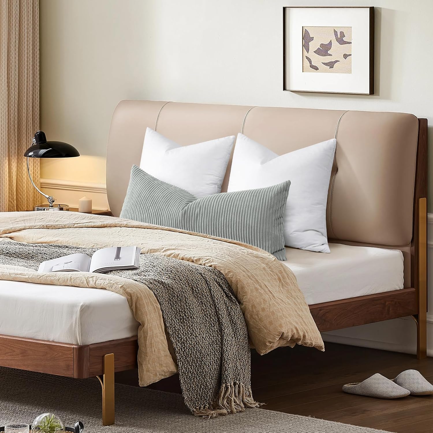 SAVORI Down Feather Throw Pillow Inserts 12x20 White