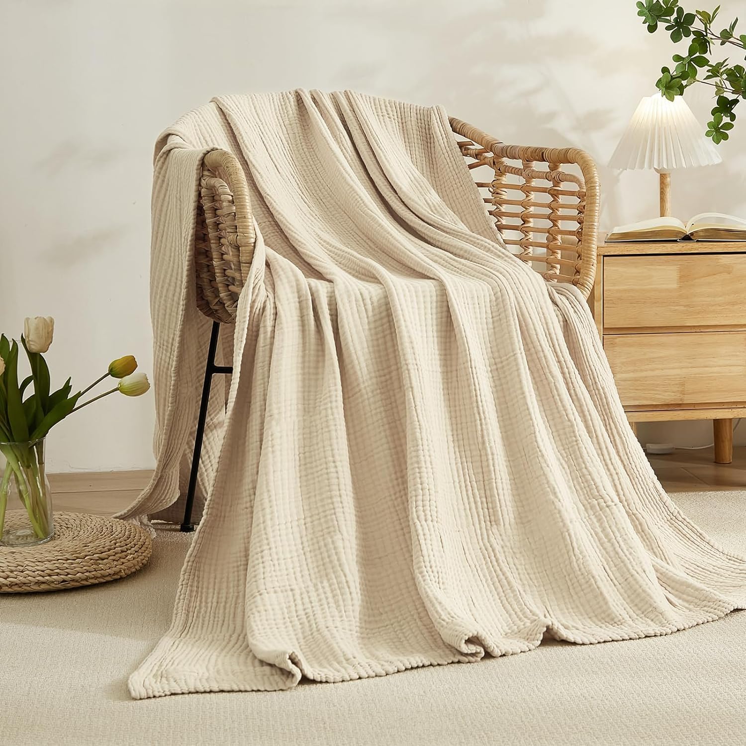 EMME Large 50x70 Cotton Throw Blanket for Women