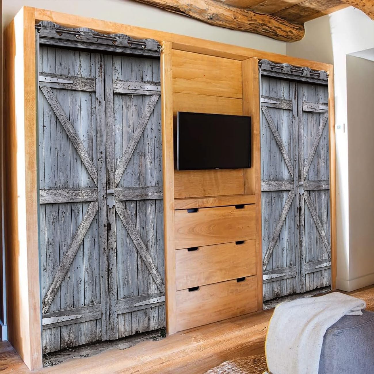 Shixiaoyan Rustic Barn Door Curtain 42W x 80L Panel