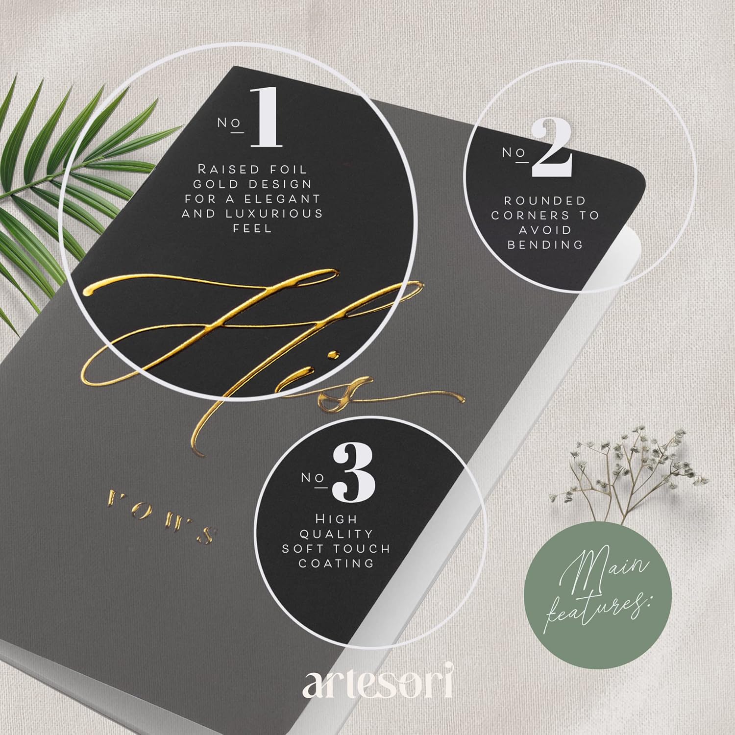 ARTESORI Premium Wedding Vow Book for Her Him