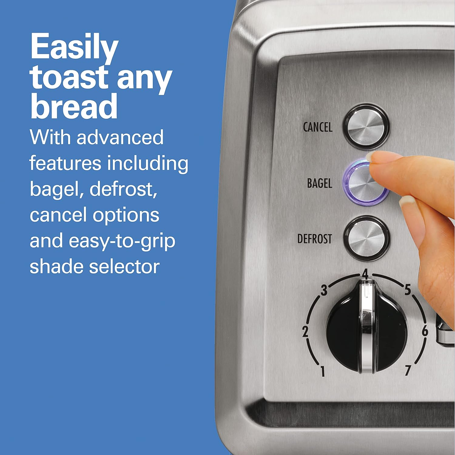 Hamilton Beach 2 Slice Toaster with Bagel Setting and Slide-Out Crumb Tray