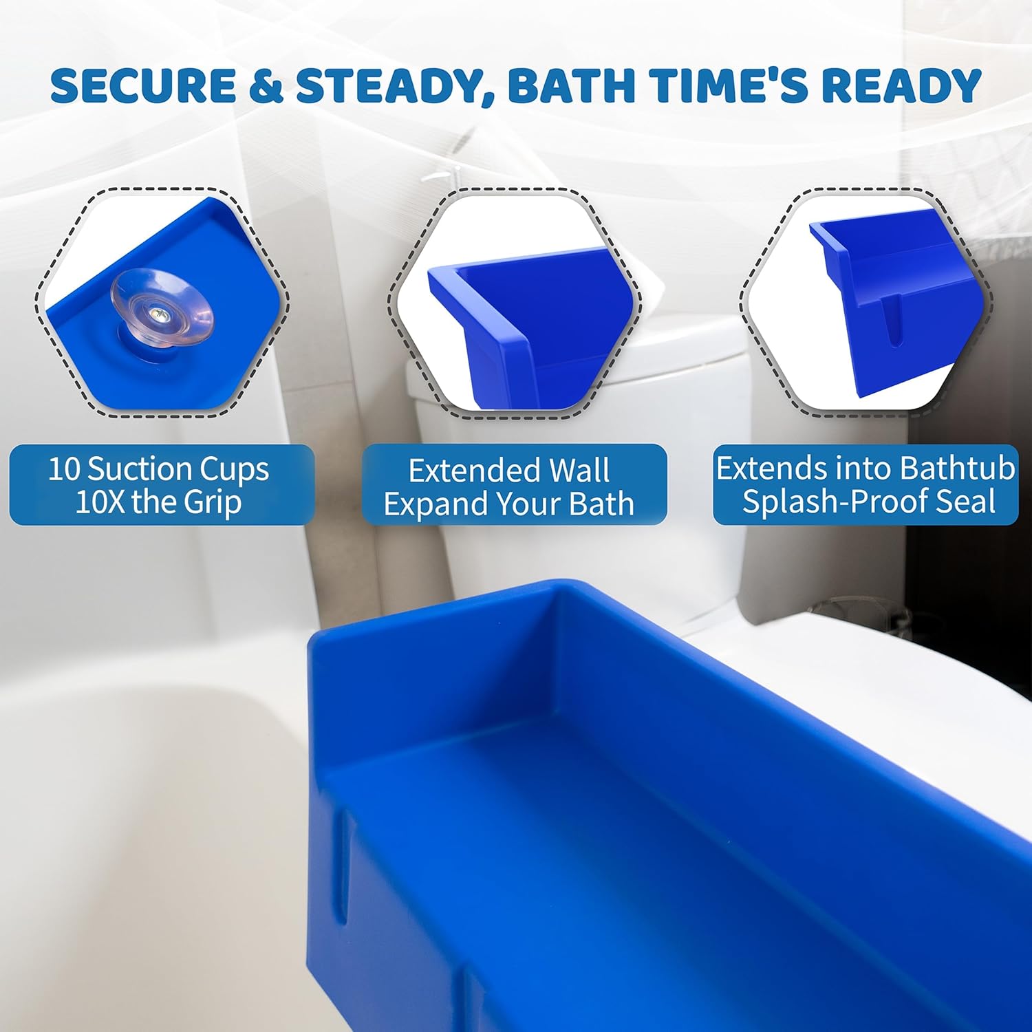 Tub Topper Splash Guard Play Shelf Blue