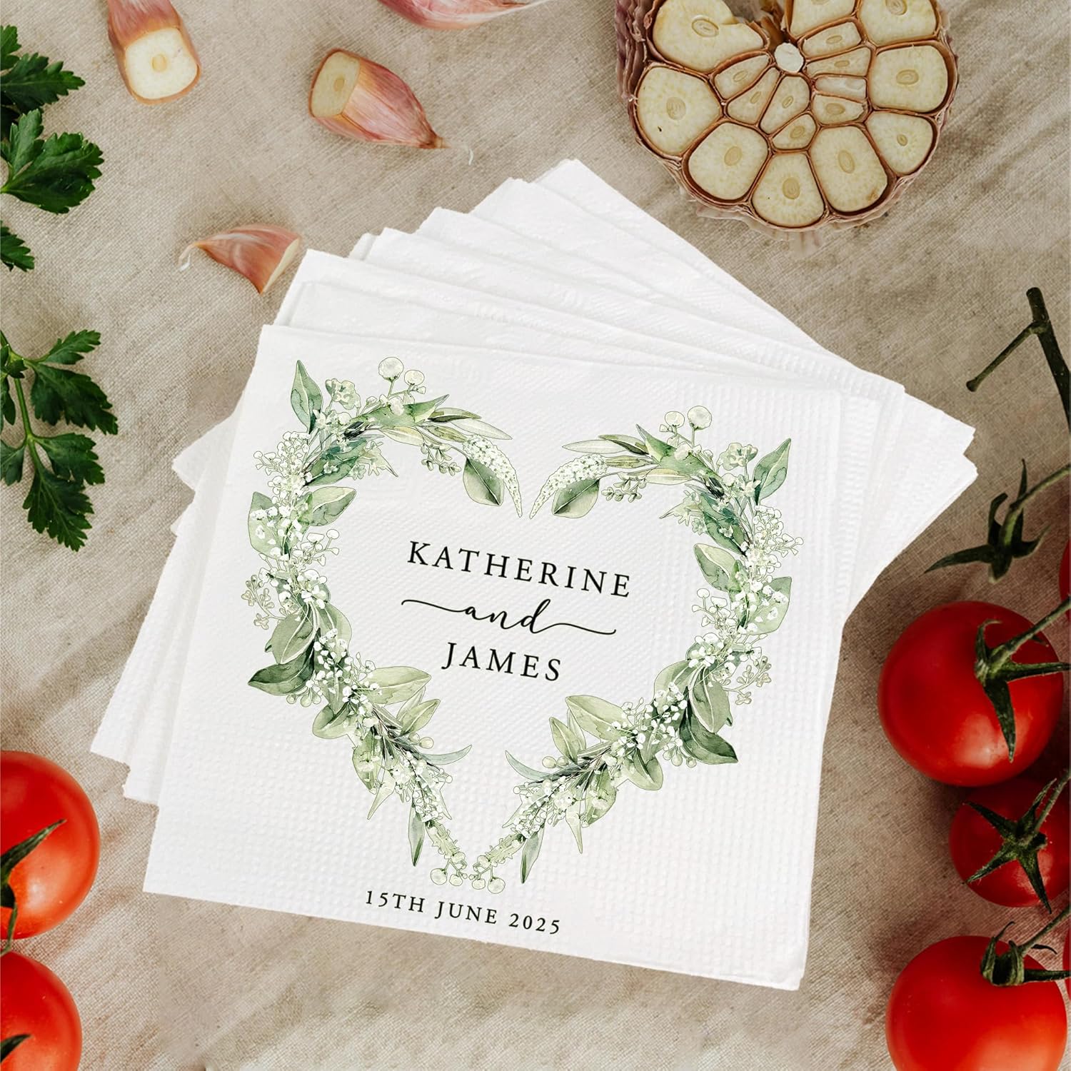 Personalized Wedding Cocktail Napkins with Monogram Design