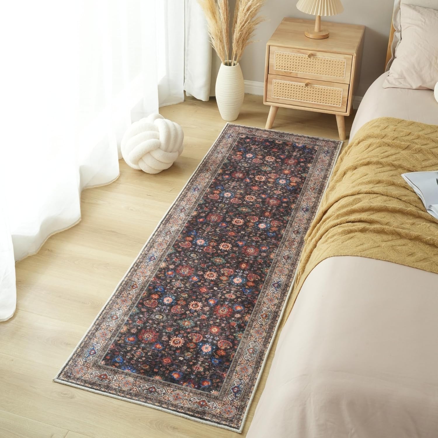 Dark Espresso Runner Rug for Hallways Kitchen