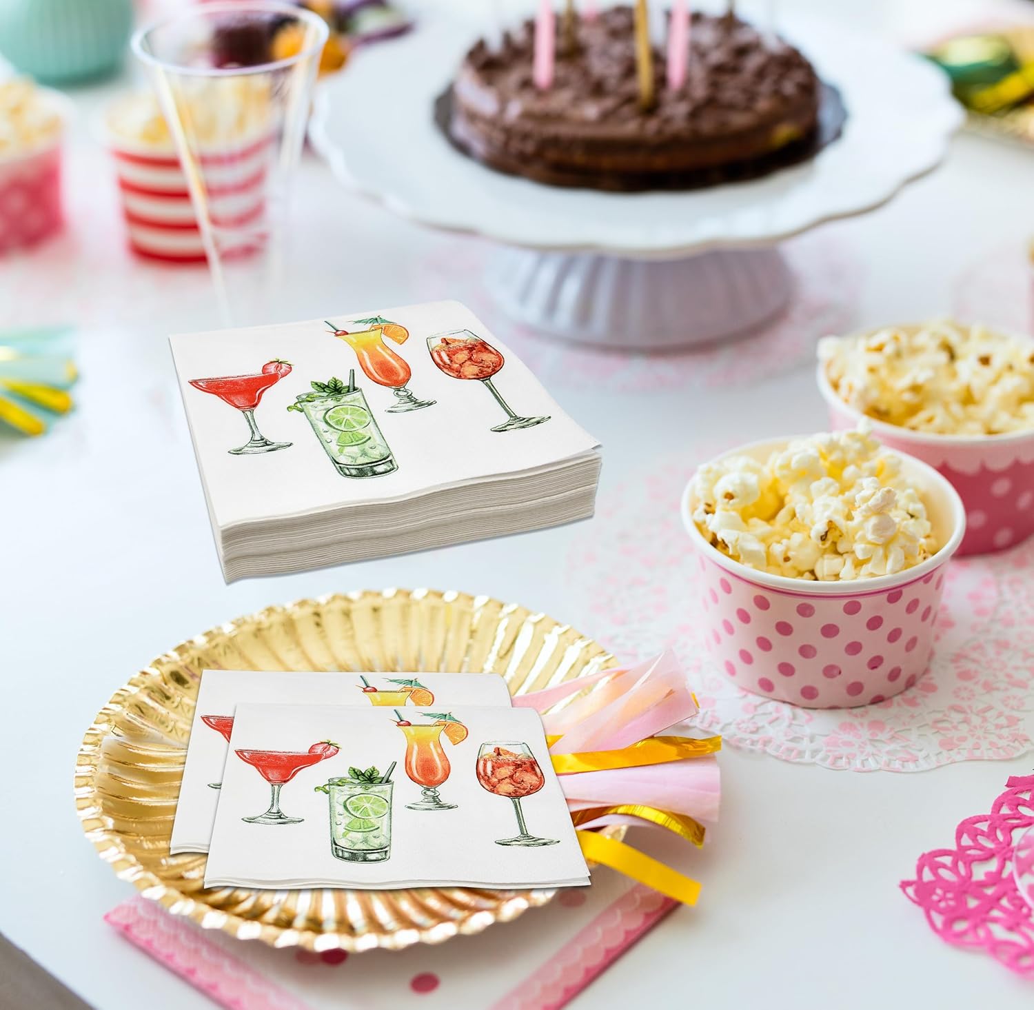 Gift Boutique 100 Count Cocktail Napkins for Summer Parties