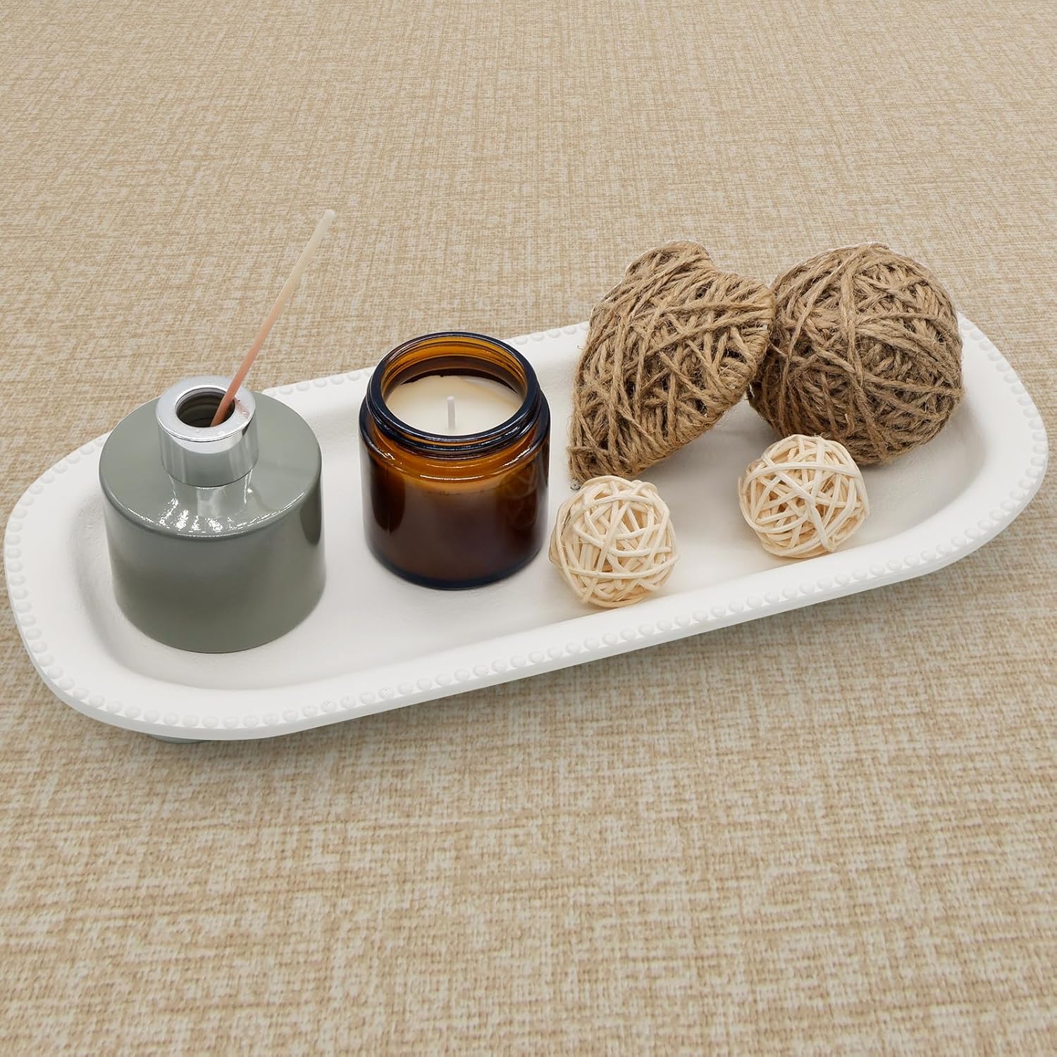 Wooden Decorative Bowl Tray with Iron Base