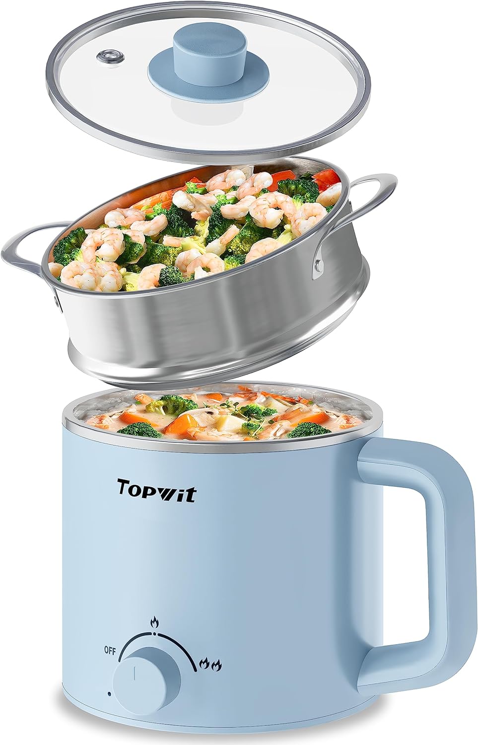 Topwit Multi-Use Electric Hot Pot with Steamer