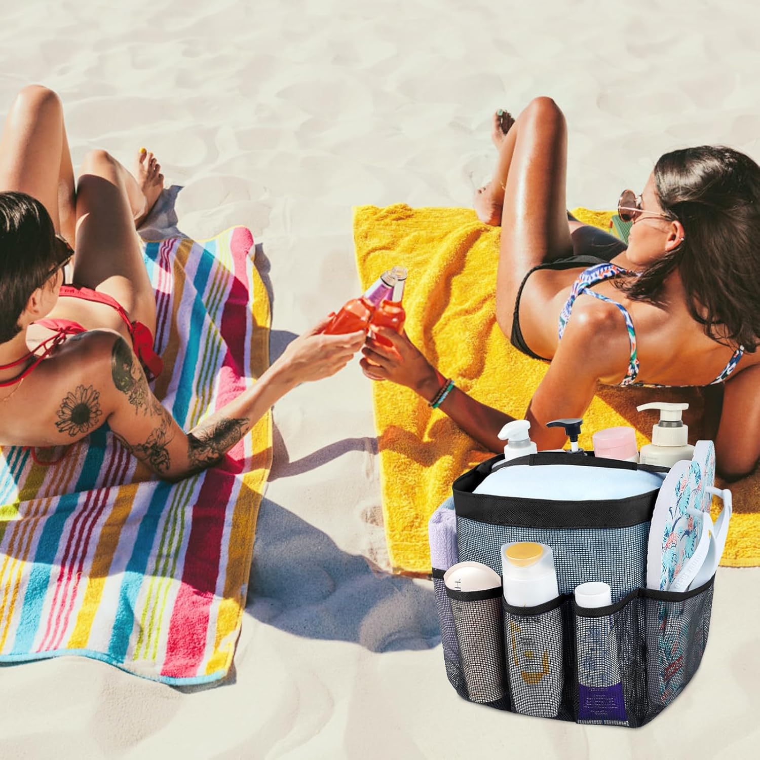 Attmu Mesh Shower Caddy with 8 Pockets Portable Dorm Organizer