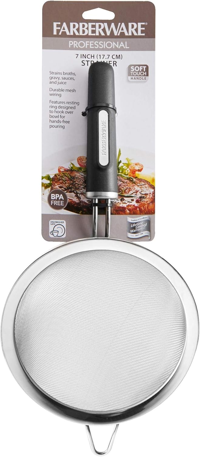 Farberware Professional Food Strainer Sieve Colander 7-Inch Black