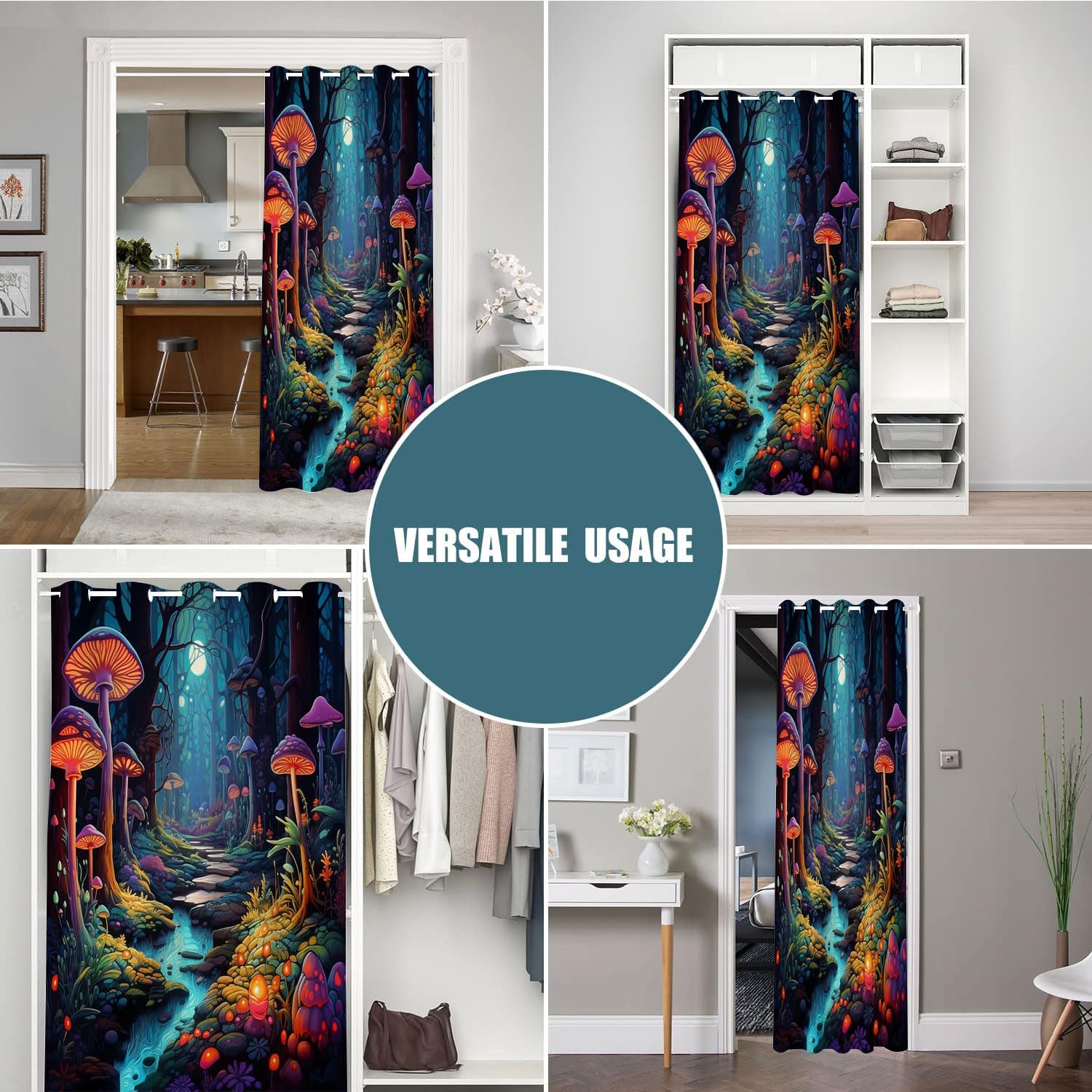 Fairy World Mushroom Print Door Curtain