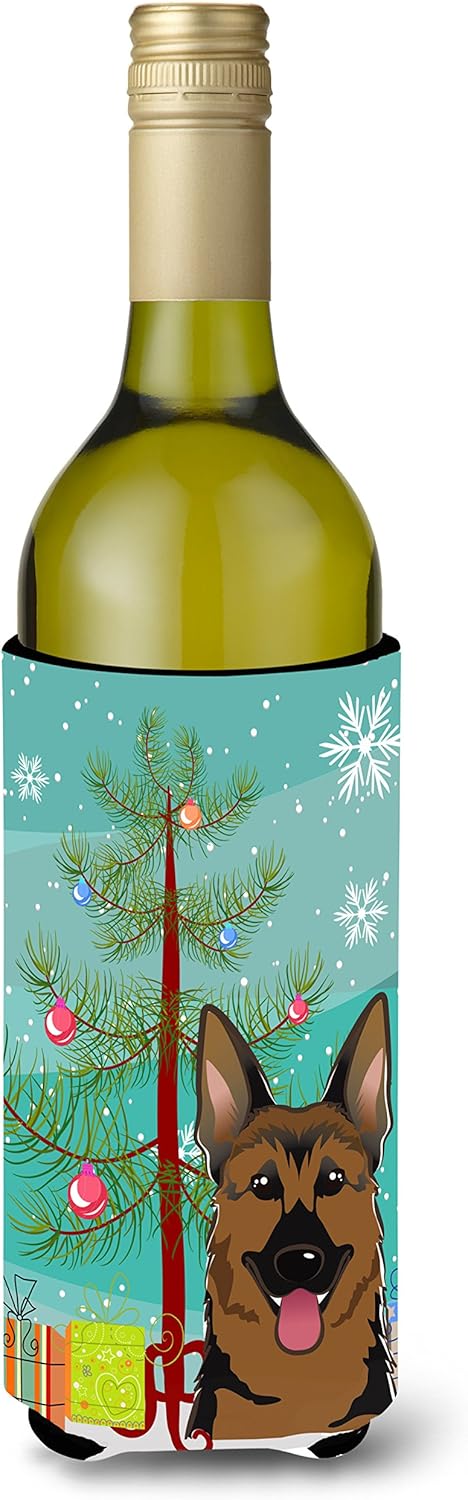 Carolines Treasures Christmas Tree and German Shepherd Wine Bottle Hugger Cooler Sleeve Holder