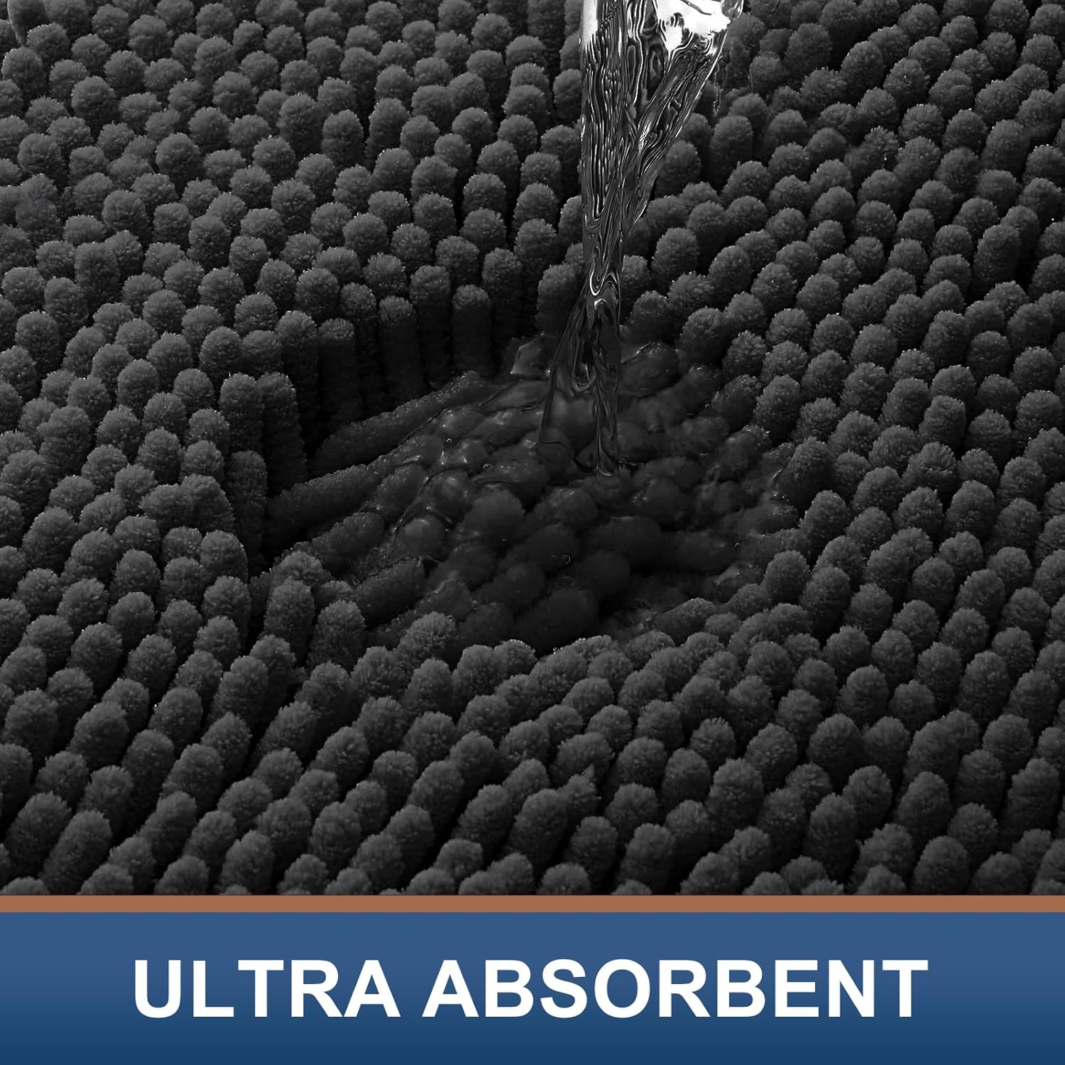 Smiry Luxury Chenille Bath Rug 30x20 Black