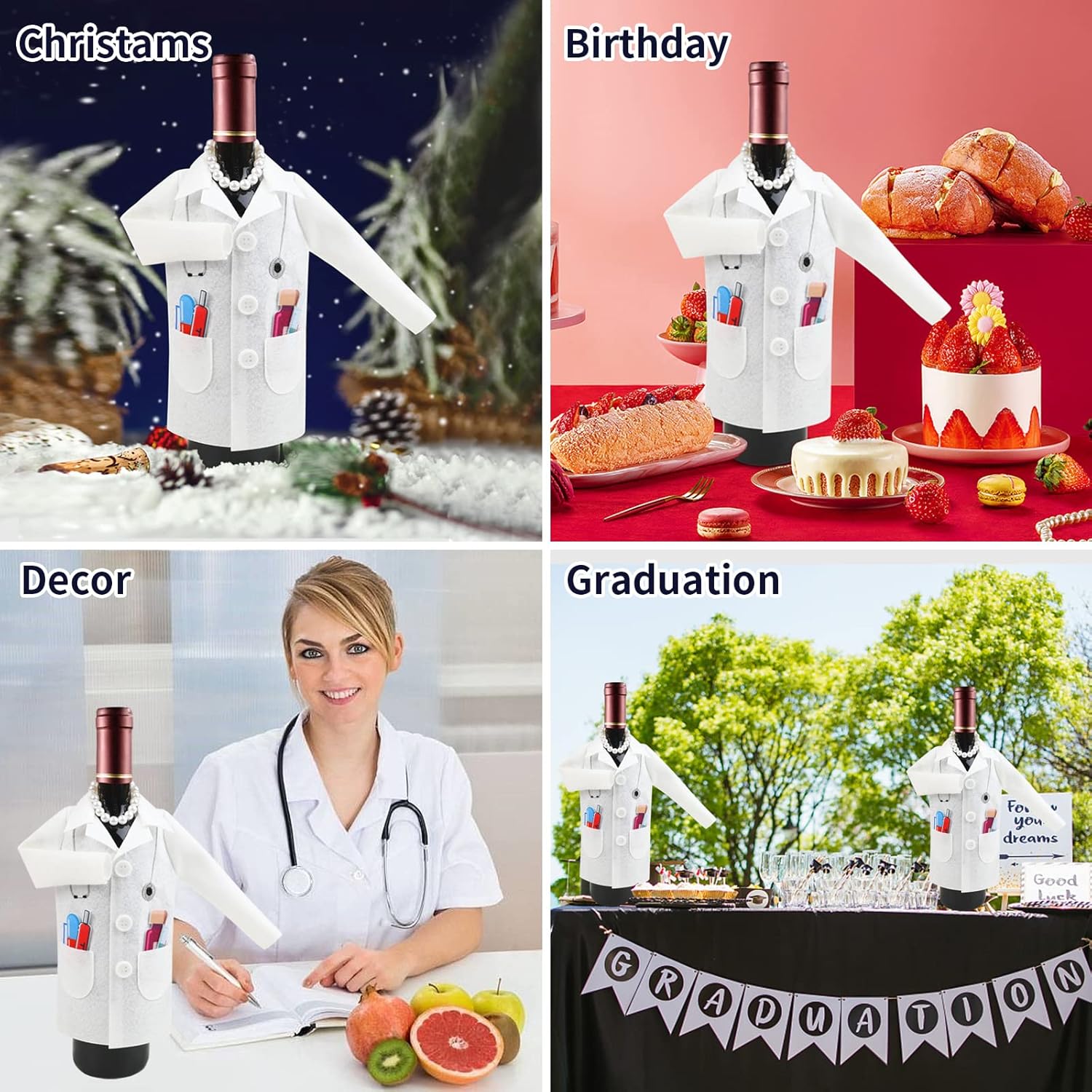 LOMIMOS Doctor White Coat Wine Cover Set