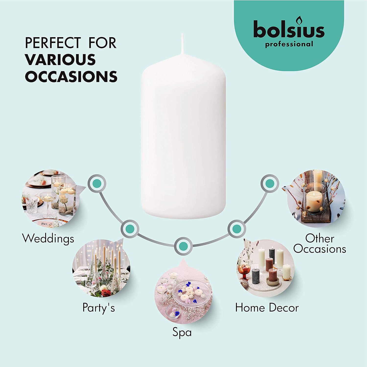 Bolsius White Pillar Candles 20 Pack Unscented