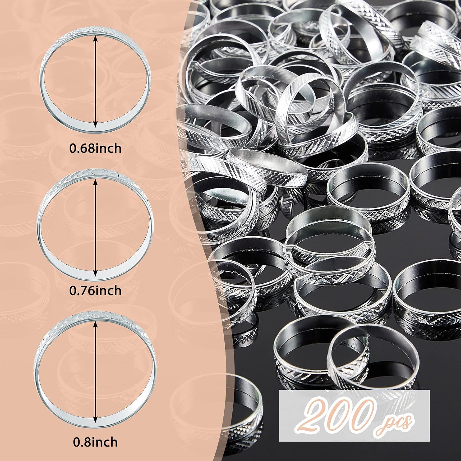 Hicarer 200 Piece Silver Fidget Ring Set for Bridal Shower