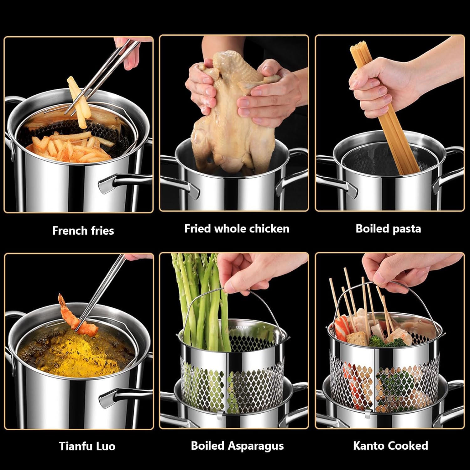 AIZYR Stainless Steel Deep Fryer with Lid and Basket