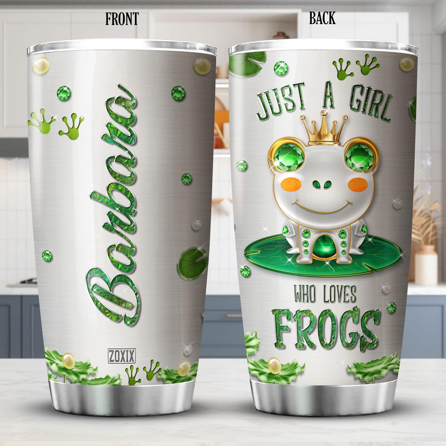ZOXIX Personalized Name Frogs Tumbler 20oz Insulated Cup